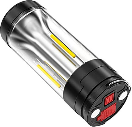 Wisada Lampada LED da Campeggio,Doppia Sorgente Luminosa Torcia USB Luce di Emergenza,Portatile con Gancio Outdoor 3-in-1 Gadget da Campeggio per Campeggio,Escursionismo,Oscuramento[1 Pezzo|Nero]