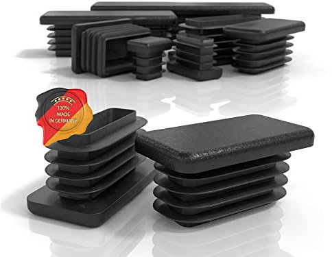 PD® Lamellenstopfen 50x30 mm für Vierkantrohr - Endkappen Rechteckig aus PE Kunststoff - Rohrstopfen zur Rohrabdeckung von Stahlrohr, Edelstahlrohr, Alurohr & Aluprofil - Rechteckstopfen - 4 Stück