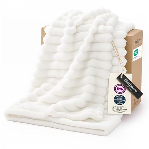 Bedsure GentleSoft Twin Blanket for Bed, Cozy Soft Fleece Twin Size Blankets for Women and Girls, College Dorm Room Essentials and Graduation Gift for Her Him, Off White, 60x80 Inches