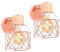 iDEGU Lot de 2 Appliques Murales Industrielles Design Cage en Métal Lampe Murale Bois Décoration Réglable Plafonnier Vintage Luminaire Mural Interieur pour Chambre Couloir Salon, 15CM (Or Rose)