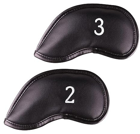 All Teed Up Premium Magnetic Leather Iron Golf Club Head Covers | Set of 2 | Fits Most Irons | Embroidered Club Label on Both Sides