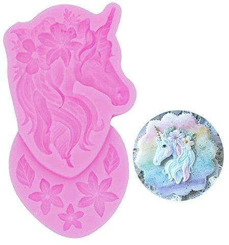 Moldes de silicona de unicornio, molde de fondant para decoración de pasteles, moldes de arcilla, caramelos, mazapán, decoración de cupcakes, azúcar, chocolate, arcilla polimérica, decoración de