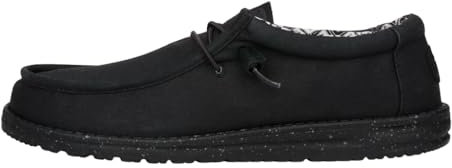 HEYDUDE Wally Canvas Herren - Slip on Schuhe - Mokassin Stil, Black/Black, 43