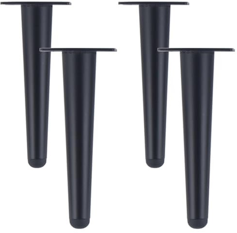 Lot de 4 Pieds de Meubles Noir Pied de Table Ronds Réglable,Fer | Finition en Anodisé | 10-72 cm Noire Socles Pieds Meuble Cuisine tv commode Pieds pour Meuble de Salle de Bain Vis Inclus-25cm/9.8