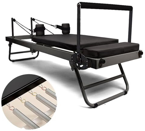 BESTXH Faltbar Pilates Reformer Machine Für Das Heim -Fitnessstudio Hochfächer -Legierung Stahlstruktur 400 Lbs Gewichtskapazität Für Anfänger,01
