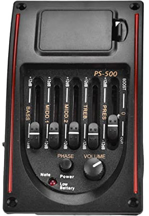 Préampli de Guitare PS-500 Avec Accordeur Numérique, Égaliseur 5 Bandes et Micro pour Guitare Acoustique