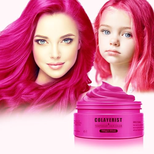COLAYERIST Pink Temporary Hair Dye Wax Washable, Temporary Hair Colour Spray for kids, Hair Makeup Paint Wax for Parties or Cosplay, Hair Coloring Products No Messy