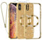 Kokio Handykette für iPhone XS Max Hülle mit Band, [Kompatibel mit MagSafe] Glitzer Magnetisch Handyhülle für iPhone XS Max mit 2 Stück Schutzfolie Stoßfeste Silikon Schutzhülle, Gold