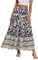 CFLONGE Sommer-Maxi-Röcke für Damen, 2025, modisch, Boho, langer Rock, trendig, Blumenmuster, hohe Taille, A-Linie, Strandrock, Urlaubs-Outfit, Schwarz-blaue Blume, Groß