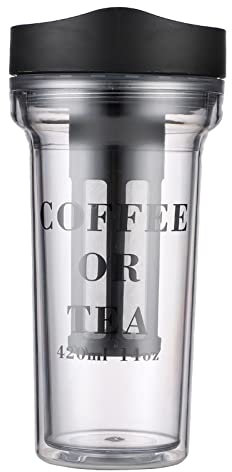 Hyexu Cold Brew Cup Cafetière Cold Brew Portable Cold Brew Coffee Tea Bouteille hermétique Tasse à café glacé avec Couvercle Filtre en Acier Inoxydable Réutilisable Cold Brew Coffee Tea Cup
