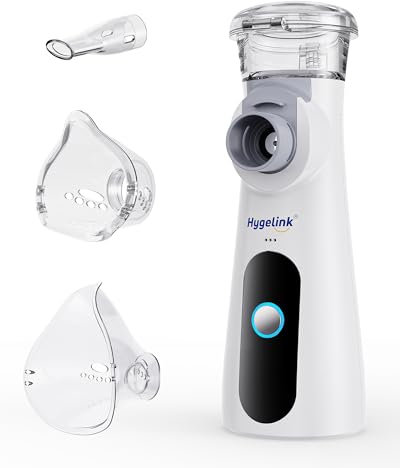 Hygelink Nebuliser Machine for Adults & Kids, USB-C Rechargeable Portable Nebuliser, Handheld Inhaler with Atomization Rate Adjustable, 2H Long Battery Life,30dB Quiet, 25ml Capacity for Home & Travel