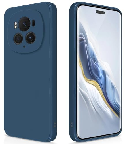 GiiYoon Cover per Honor Magic 6 Pro 5G Custodia in Silicone, Custodia Antiurto Case Sottile in Silicone TPU con Strato Interno in Fibra e Protezione della Fotocamera, Blu