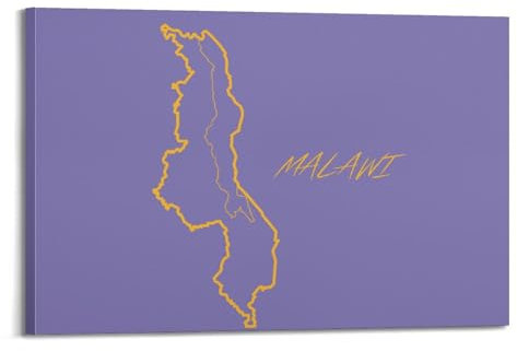 BPQN Landkarten-Poster, Afrika, Malawi, dekoratives Gemälde, Leinwand, Kunstbild, 40 x 60 cm