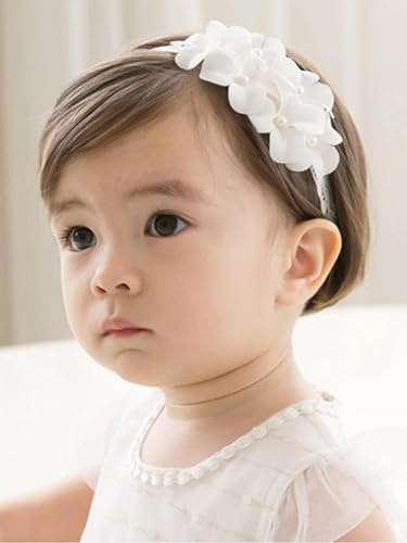 ICKEYOU Blumen-Stirnbänder für Babys und Mädchen, niedlich, weiche Spitze, Tauf-Stirnbänder, Blumenkranz, Haar-Accessoires für Geburtstagsparty, Fotografie