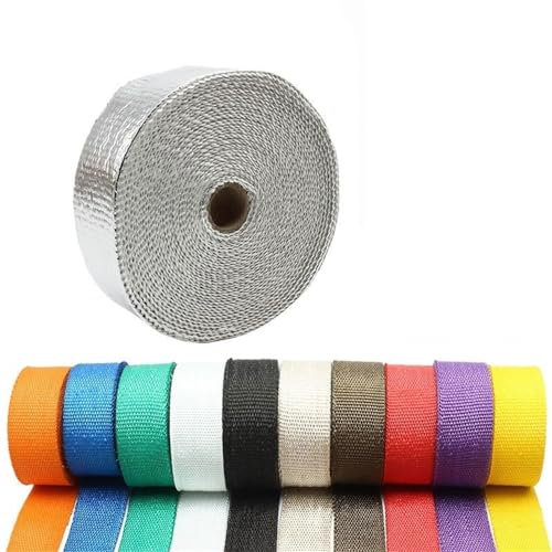 Hitzeschutzband 1 Stück Motorrad Auspuff Wrap Thermoband Heat Wrap Manifold Isolierung Rollenbeständiger Schutz mit Edelstahlbändern 5cm * 5M / 10M / 15M Auspuff Dichtband ( Color : 5cm 5m Titanium )