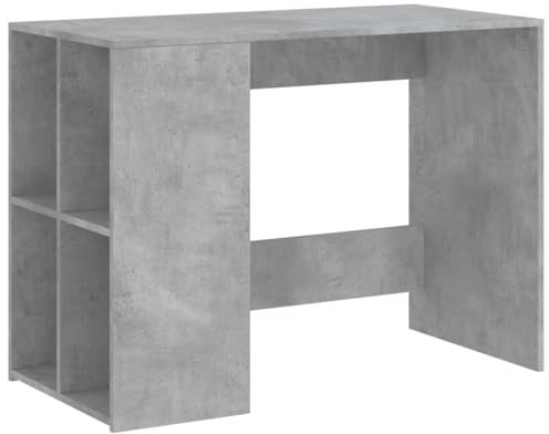 vidaXL Schreibtisch, Computertisch mit Stauraum, PC Tisch Laptoptisch für Arbeitszimmer Büro, Arbeitstisch Büromöbel, Betongrau Holzwerkstoff