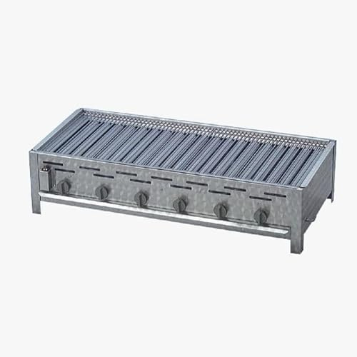 Profi Gasgrill mit Grillrost, 6-flammig, 24 KW, Piezo Zünder, 6 x Gasregler stufenlos, Gasbräter inkl. Grillrost, Abtropfblech, Brennerabdeckung, Gasschlauch und Druckminderer