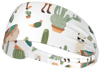 Sport-Stirnbänder mit Alpaka-Lama-Aufdruck, für Damen und Herren, feuchtigkeitsableitendes Schweißband, elastisch, breit, für Laufen, Radfahren, Fitnessstudio