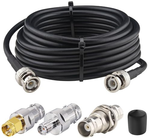 YILIANDUO BNC Male Cable 50 Ohm BNC Male to BNC Male SDI Extension Cable RG58 Coax Cable 5M + 4PCS BNC Female to SMA/BNC RF Adapter Kit for CCTV, Cameras and Video Equipments, HD-SDI/3G-SDI/4K-UHD