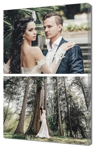 ZQQART Personalisierte benutzerdefinierte Fotos Wandkunst Collage Multi Bild auf Leinwand Drucke individuelle Familie Malerei benutzerdefinierte Baby Hochzeit Paar Poster (Lila,50x60cm)