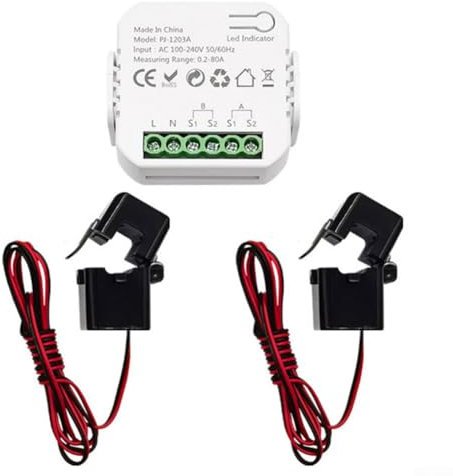 Smart Meter Energie-Monitor, intelligenter Stromverbrauch Monitor mit CT-Stromsensor-Klemme für ZigBee für Tuya (2CT)