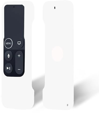 Apple TV-Fernbedienung, Silikon-Schutzhülle, rutschfest, stoßfest, mit erhöhter Einfassung, für Apple TV 4K HD Siri Fernbedienung (1. Gen)/5. / 4. Generation, Weiß