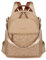 JANSBEN Rucksack Damen Klein, Cityrucksack Anti-Diebstahl Schultasche Nylon Schultertaschen Daypacks Damen Rucksackhandtaschen für Lässig Schule Reise Arbeit,Khaki