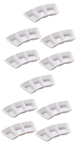 TOPBATHY Plat Pour Sauce 10 Pièces Plat à Trois Grilles Plat D'assaisonnement Assiettes D'apéritif Bols à Tremper La Sauce Soja Plateau à 3 Compartiments Tasses à Sauce à Tremper Bol à Chips Et à
