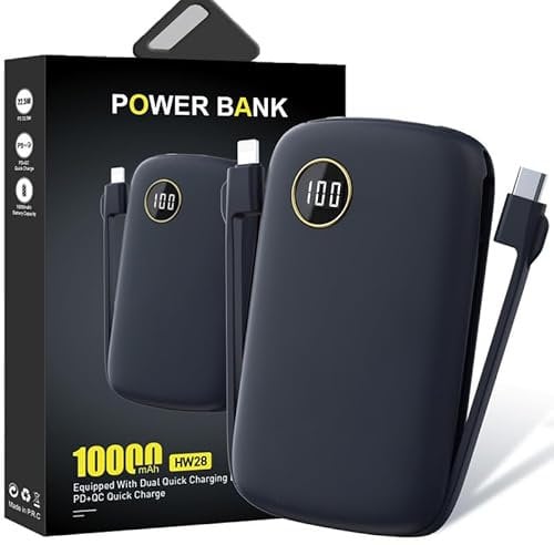 Power Bank 10000mAh Portable Charger 20W Fast Charging Powerbank with USB C Input & Output Pack Compatible with iPhone, iPad Dark blue