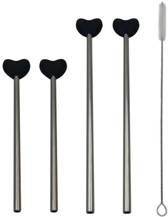 Paille à boisson unique et attrayante en forme de cœur en métal multifonctionnelle pour la santé des lèvres