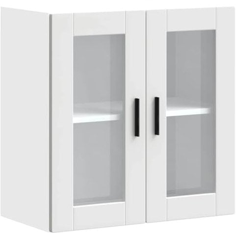 vidaXL Küchen-Hängeschrank mit Glastür Porto Weiß, Wandschrank Küche, Wandschrank, Oberschrank, Küchenschrank, Hängeschrank, Oberschrank Küche