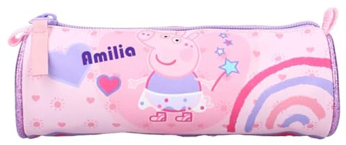 Undercover Schlamperrolle Peppa Pig rosa für Mädchen - Personalisiert mit Name - Schüleretui Schlampermäppchen für Mal und Schreibzubehör