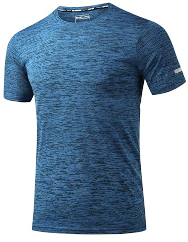 Peakwell Herren Sport T-Shirt Kurzarm Funktionsshirt Laufshirt mit Reflexstreifen für Fitness, Training, Gym