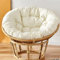 Deconation Fauteuil Papasan en Rotin Beige - Chaise pour Extérieur Ou Intérieur - Coussin Blanc Cassé - D 110 Cm X H 80 Cm