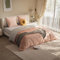 BFYDOAA Parure de lit 4 pièces - Drap-housse, housse de couette et 2 taies d'oreiller - En tissu polyester (rose et gris clair)