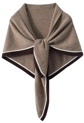 Dreieckstuch für Damen, 100 % Kaschmir, gestrickt, hält warm, Nackenschutz, Hellbraun, One size