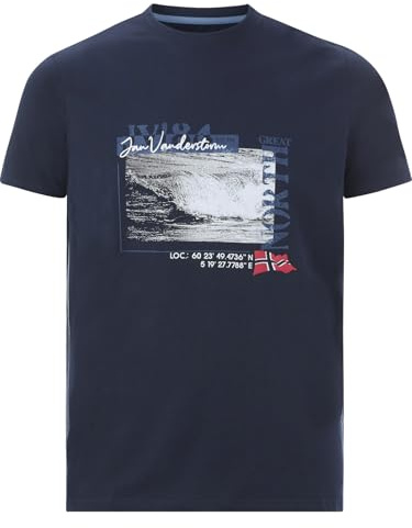 Jan Vanderstorm Herren T-Shirt Pitter |Rundhals|großer Aufdruck| Reine Baumwolle | große Größen L-7XL Dunkelblau, 7XL (XXXXXXXL) - 80/82