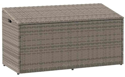 LAPOOH Garten-Auflagenbox Grau 110x50x58 cm Poly Rattan, Kunststoffschrank, Balkonschrank, Outdoor Schuhschrank, Balkon Schrank, Außen Schrank Wetterfest - 4104071