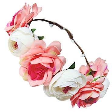 VICASKY Blumenstirnband Beige Für Haare Blumenkranz Haaraccessoire Hochzeitshaarband Mit Natürlichem Blumendesign Blumenkopfschmuck Für Braut Und Blumenmädchen Stirnband Für Party Und
