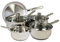 Stalwart 5-Piece Cookware Set, Stainless Steel Pan Set, Induction Compatible, Industrial Grade, with Lids 14/16/18/20cm Pans + Frypan