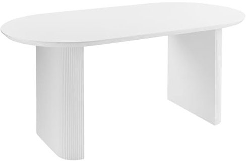 Beliani Esstisch oval 180 x 90 cm weiß modernes Design Moberly