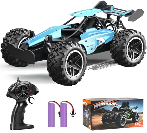 Ulikey Auto Telecomandata, Auto rc Fuoristrada 2,4 GHz, 15 km/h RC Truck con Barriere Stradali, Tutto Terreno, RC Truggy RTR Fuoristrada Giocattolo, per Bambini e Bambine, Regalo Compleanno (Blu)