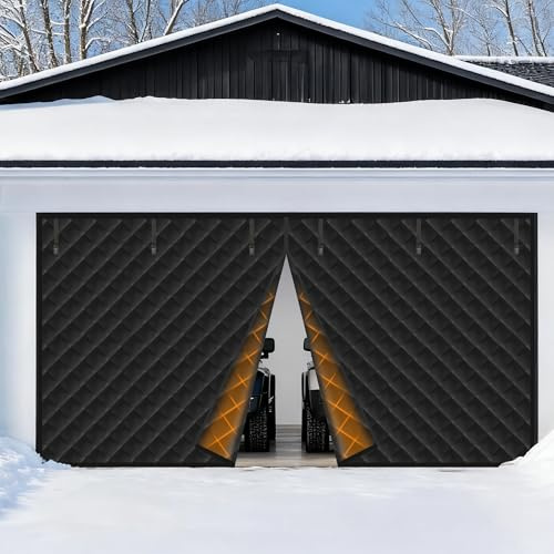 Magnetic Garage Door Insulation Curtain 16x7 FT, Waterproof Oxford Fabric with Polyester Fiber Filling, Thermal Barrier for Winter & Summer, Windproof, Soundproof, Energy-Saving Garage Door Cover