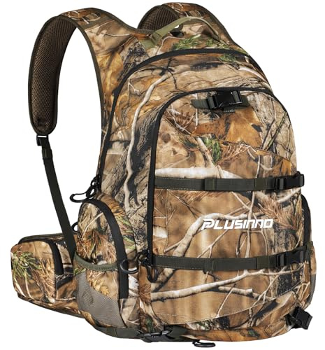 PLUSINNO Jagdrucksack für Jagdutensilien, 45 l, regendicht, Jagdausrüstung, mit Regenschutz, Zubehör für die Jagd, Hauptteil mit Reißverschluss, Large, Hauptteil mit Reißverschluss