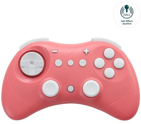 AKNES GuliKit Elves 2 Manette Sans Fil pour Switch, Switch 2, PC Windows, Android, iOS, Joysticks à Effet Hall, 1000Hz Filaire, 730Hz Bluetooth, Réveil Switch1/2, Double Vibration, Gyro, Turbo - Rose