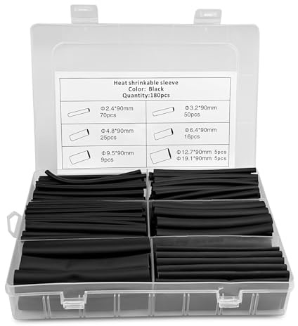 Lectorias 180 Pièces Gaine Thermorétractable Etanche Exterieur, 3:1 Gaine Thermo Thermique, Gaine Termo-Rétractable Automobile, Tube Rétractable, pour Protection Cable et Fil Electrique(Noire)