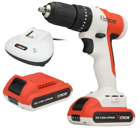 Hoteche 20V Akku-Schlagbohrschrauber Set | Bürstenloser Motor, 2x 2.0Ah Akku, 60-Minuten-Ladegerät, Farbschachtel