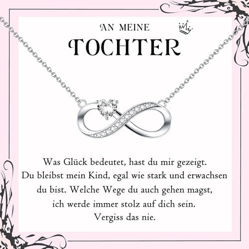 PDTU Geschenke für Frauen, Unendlichkeitszeichen Kette für Tochter Mama Oma Freundin Ehefrau Sie, Geschenk für Frauen Mama Oma Tochter zum Geburtstag Muttertag Weihnachten Valentinstag Abschluss