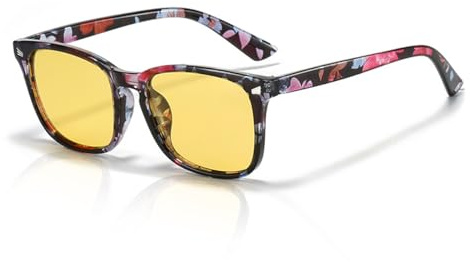 XITUADDA Polarized Night Driving Glasses for Women Men Anti-Glare Night Vision Yellow Lenses Stylish Square Headlight Glasses for Driving at Night