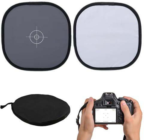 Graukarte für Weißabgleich und Fokustarget, 30cm Faltbare Fotografie Graukarte mit 18% Grau, Weiß und Schwarz, Tragbares Fokussier-Board, Multifunktions-Reflektor für Studio